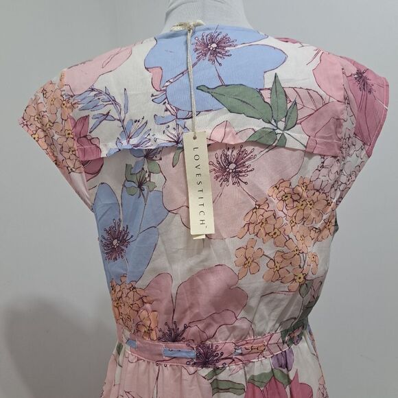 Lovestitch Andie Boho Romantic Feminine Tiered Floral Maxi Dress Large Ivory/Nat - Picture 14 of 17